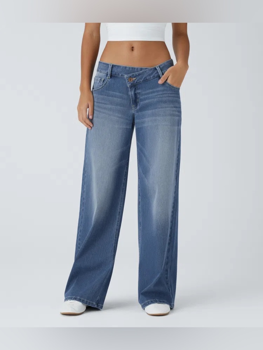 Halara Flex™ Asymmetric Low Rise Zipper Pockets Baggy Wide Leg - measurements